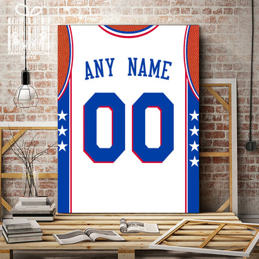 Philadelphia Jersey Custom Canvas Print Wall Art for Boy Girl Men Women Basketball Personalized Canvas Art